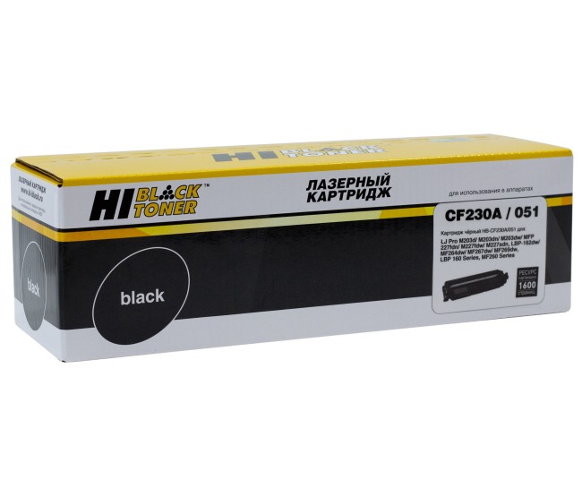 Тонер-картридж Hi-Black (HB-CF230A/051) для HP LJ Pro M203/MFP M227/LBP162dw/MF 264dw/267dw, 1,6K