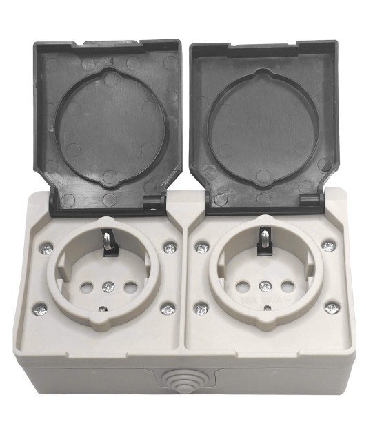 Розетка открытой установки двойная с заземлением 16A, IP54 NETKO Optima Electric Розетка открытой установки двойная с заземлением 16A, IP54 NETKO Optima Electric