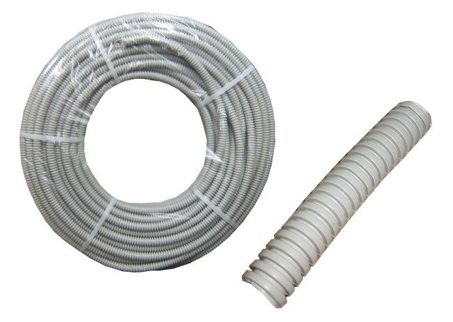 Труба гофрированная, ПВХ, легкая, с зондом, d32 мм, серая, 25м УП Труба гофрированная, ПВХ, легкая, с зондом, d32 мм, серая, 25м УП