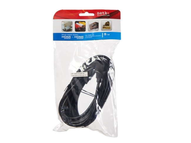 Шнур аудио-видео HDMI-HDMI 1.3 цвет: золото (5,0м) блистер (HDMI 1.3b), Netko