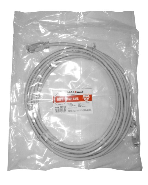 Патч-корд UTP4 cat.6, литой коннектор, серый, LSZH, NETKO Expert CKC Патч-корд UTP4 cat.6, литой коннектор, серый, LSZH, NETKO Expert CKC