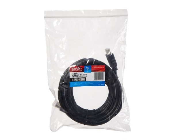 Шнур аудио-видео HDMI-HDMI (1.4, 3D) цвет: золото (5,0м), NETKO Optima Шнур аудио-видео HDMI-HDMI (1.4, 3D) цвет: золото (5,0м), NETKO Optima