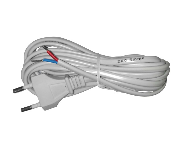 Кабель питания с вилкой (без разъема) 2*0,5мм2, 220V/2,5A, 3м, белый, NETKO Optima Кабель питания с вилкой (без разъема) 2*0,5мм2, 220V/2,5A, 3м, белый, NETKO Optima