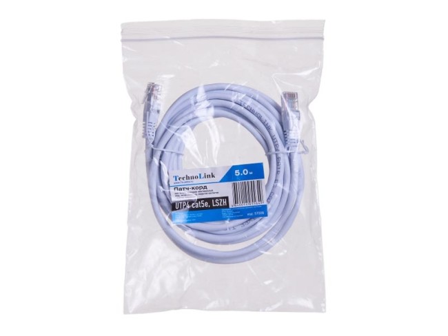 Патч-корд Technolink UTP4 cat 5e, ВС, LSZH, белый, литой коннектор Патч-корд Technolink UTP4 cat 5e, ВС, LSZH, белый, литой коннектор