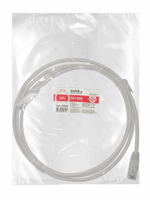 Патч-корд UTP4 cat.6, литой коннектор, серый, LSZH, NETKO Expert CKC Патч-корд UTP4 cat.6, литой коннектор, серый, LSZH, NETKO Expert CKC