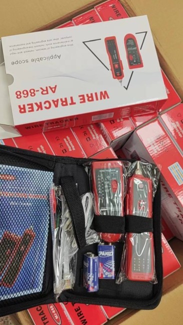 Универсальный кабельный тестер MJ-868 с генератором, индуктивным щупом и LAN тестером (NS806R), батарейки, чехол, красный