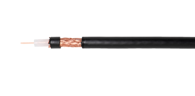 Кабель коаксиальный РК75-4-11, 75 Ом, Cu, с тросом, outdoor, черный, 100 м