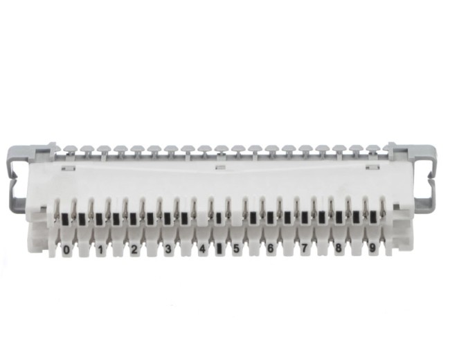 Плинт ТК размык., ABS, 10 пар, медь, нумерация (0-9), бело-серый NETKO Optima