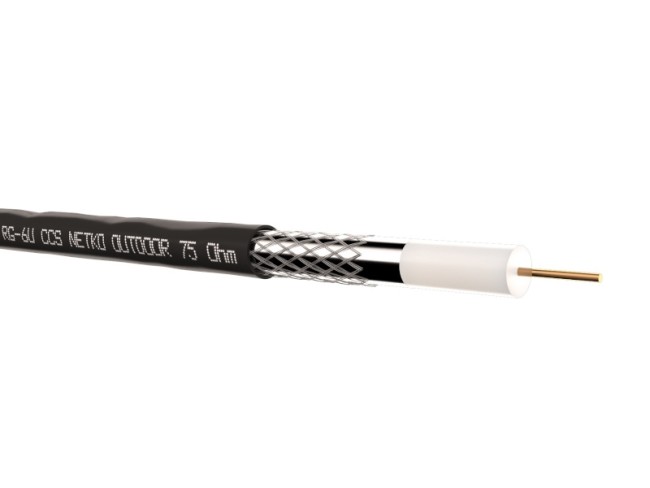 Кабель коаксиальный RG-6U, 75 Ом (CCS, оплетка 32 нити AL), наружный, черный (50м) NETKO Optima Кабель коаксиальный RG-6U, 75 Ом (CCS, оплетка 32 нити AL), наружный, черный (50м) NETKO Optima