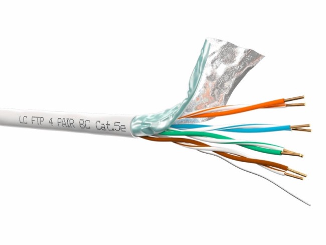 Кабель LC FTP4 cat.5е, одножильный, экранированный, Cu, нг(А)-HF LSZH - малодымный, не содержащий галогенов, серый 100м Кабель LC FTP4 cat.5е, одножильный, экранированный, Cu, нг(А)-HF LSZH - малодымный, не содержащий галогенов, серый 100м