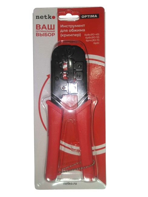 N-568 Инструмент для обжима (кримпер) 8p8c(RJ-45), 6p6c(RJ-12), 6p4c(RJ-11), 6p2c, NETKO Optima N-568 Инструмент для обжима (кримпер) 8p8c(RJ-45), 6p6c(RJ-12), 6p4c(RJ-11), 6p2c, NETKO Optima