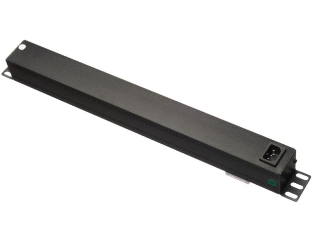 Блок розеток 19, 16А, 8 розеток, без шнура, выключатель, корпус металл, чёрный