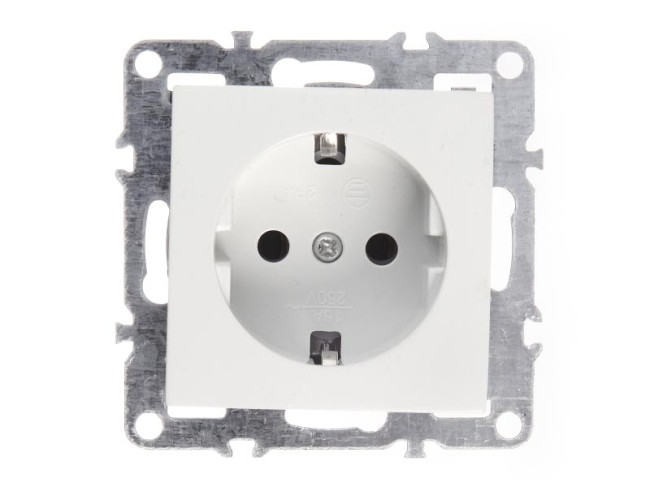 Розетка в рамку с заземлением, 16А, пластик, IP20, цвет белый NETKO Optima Electric Розетка в рамку с заземлением, 16А, пластик, IP20, цвет белый NETKO Optima Electric