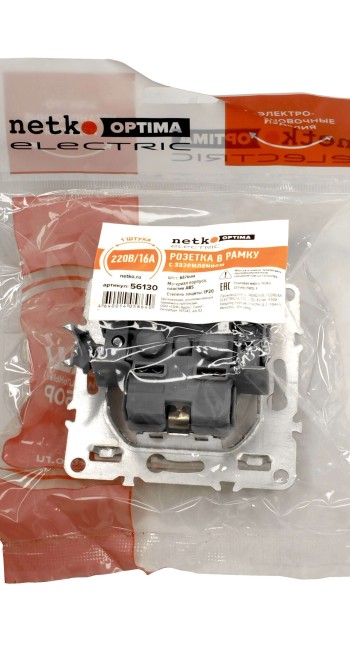 Розетка в рамку с заземлением, 16А, пластик, IP20, цвет белый NETKO Optima Electric Розетка в рамку с заземлением, 16А, пластик, IP20, цвет белый NETKO Optima Electric