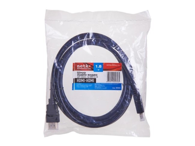 Шнур аудио-видео HDMI-HDMI 2.0 цвет: золото (1,8м), NETKO Optima