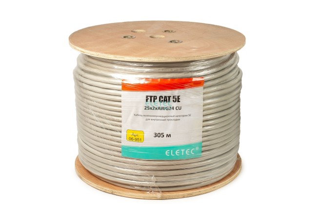 Кабель FTP 5E Eletec 25x2xAWG24,, медь 100 м