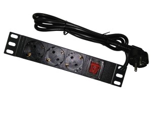 Блок розеток 10, 16А, 3 розетки, шнур 1,5м, черный Блок розеток 10, 16А, 3 розетки, шнур 1,5м, черный