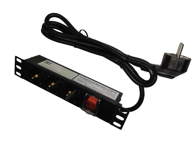 Блок розеток 10, 16А, 3 розетки, шнур 1,5м, черный