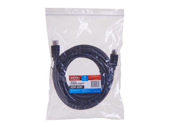 Шнур аудио-видео HDMI-HDMI (1.4, 3D) цвет: золото (7,0м) NETKO Optima Шнур аудио-видео HDMI-HDMI (1.4, 3D) цвет: золото (7,0м) NETKO Optima