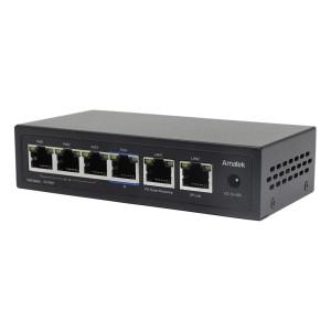 AN-PE42 - 6-портовый 100Мбит/с удлинитель PoE с питанием от PoE до 60Вт