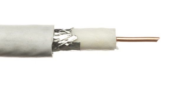 Кабель коаксиальный RG-6U, 75 Ом, CCS, экран 48%, белый, 2 м