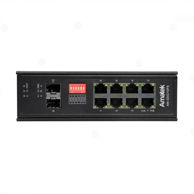 AN-SXG10P8 - промышленный 10-портовый гигабитный коммутатор с HiPoE до 300Вт
