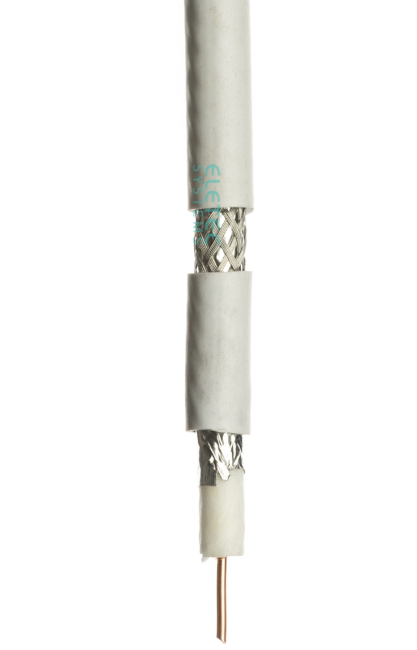 Кабель коаксиальный RG-6U, 75 Ом, CCS, экран 48%, белый, 3 м