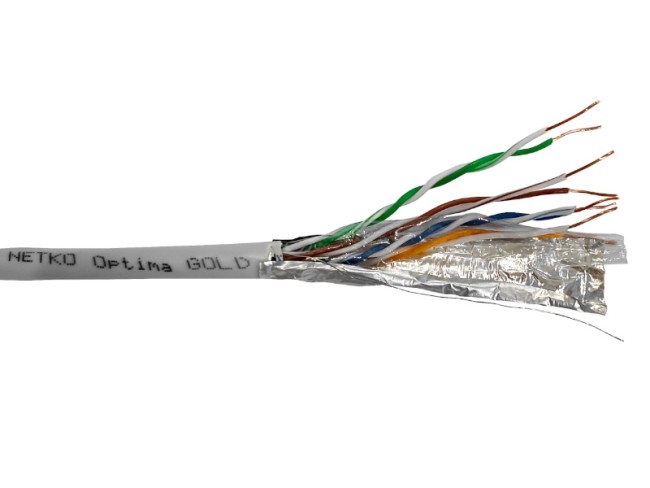 Кабель FTP4 cat.5е, одножильный, экранированный, Cu, Проходит Fluke тест, серый, NETKO Optima Gold 2м Кабель FTP4 cat.5е, одножильный, экранированный, Cu, Проходит Fluke тест, серый, NETKO Optima Gold 2м