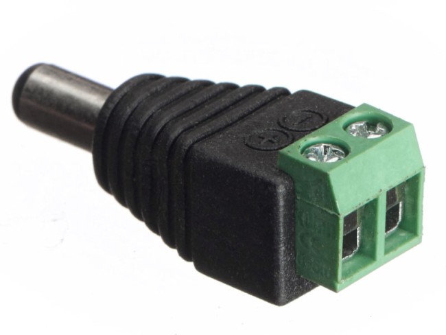 Штекер питания DC 5,5/2,1, длина 11мм, с резьбовым креплением, черный, NETKO Optima