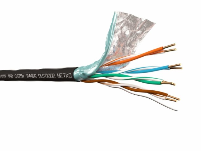 Кабель F/UTP4 (FTP4) cat.5e, 4 пары 24 AWG BC, одножильный, экранированный, для наружных работ, катушка, FLUKE TEST, NETKO Expert 305м Кабель F/UTP4 (FTP4) cat.5e, 4 пары 24 AWG BC, одножильный, экранированный, для наружных работ, катушка, FLUKE TEST, NETKO Expert 305м