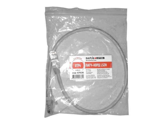 Патч-корд UTP4 rj45-rj45 cat.6, BC, LSZH, серый, литой коннектор NETKO Optima 10 шт Патч-корд UTP4 rj45-rj45 cat.6, BC, LSZH, серый, литой коннектор NETKO Optima 10 шт