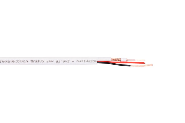 Кабель комбинированный RG-59 MICRO+2x0.75 мм2 75 Ом, белый, 30 м