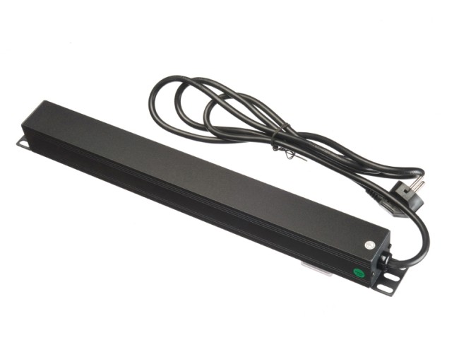 Блок розеток 19, 16А, 8 розеток, шнур 2м, выключатель, корпус металл, чёрный