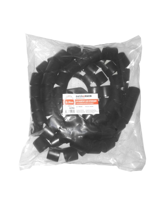 Органайзер для проводов с инструментом для укладки, ID-30mm, 2м, пластик, черный NETKO Optima Органайзер для проводов с инструментом для укладки, ID-30mm, 2м, пластик, черный NETKO Optima