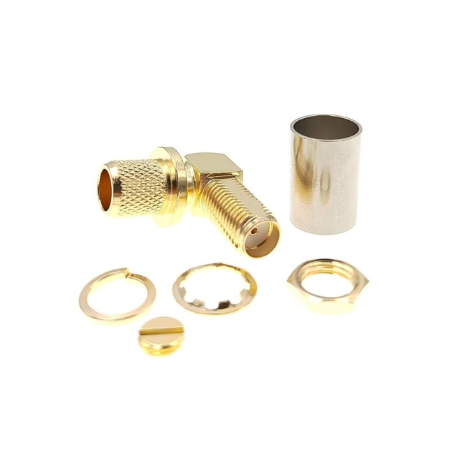 ВЧ-разъём SMA(female) угловой обжимной под кабель 5D-FB комплект 5 шт