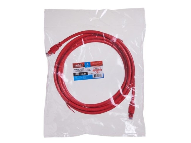 Патч-корд UTP4 cat.6a, литой коннектор, красный, Netko CKC Патч-корд UTP4 cat.6a, литой коннектор, красный, Netko CKC