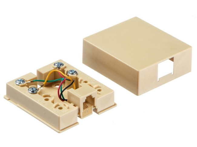 Розетка телефонная внешняя / 1 порт RJ11(8p4c) / 4 контактная, бежевая, Netko