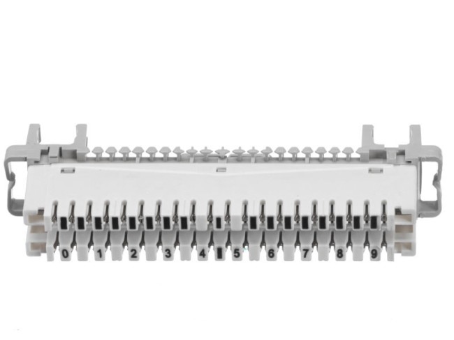 Плинт LSA Profil размыкаемый, ABS, 10 пар, металлические контакты, универсальный, нумерация (0-9), бело-серый NETKO Optima SB Плинт LSA Profil размыкаемый, ABS, 10 пар, металлические контакты, универсальный, нумерация (0-9), бело-серый NETKO Optima SB