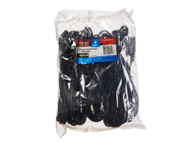 Кабель питания с вилкой 2м, черный, NETKO Optima 10шт Кабель питания с вилкой 2м, черный, NETKO Optima 10шт