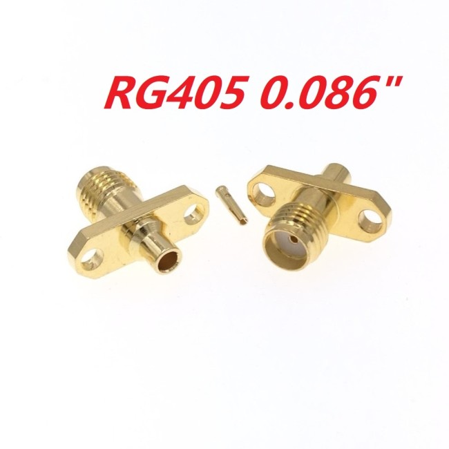 ВЧ-разъём SMA(female) под пайку RG-405 для установки на корпус на 2 винта комплект 5 шт
