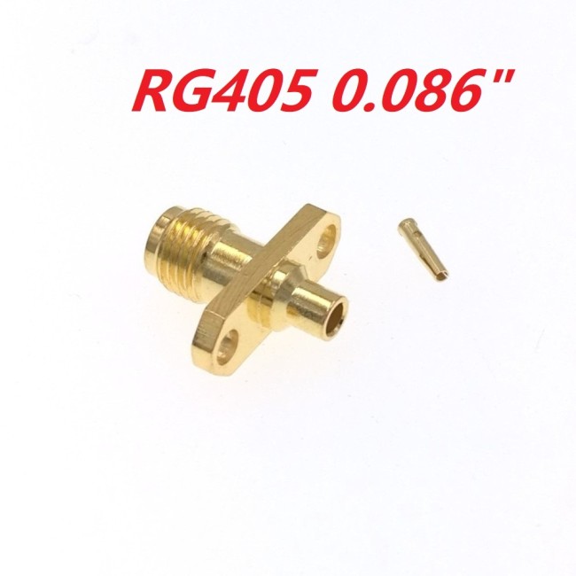 ВЧ-разъём SMA(female) под пайку RG-405 для установки на корпус на 2 винта комплект 5 шт
