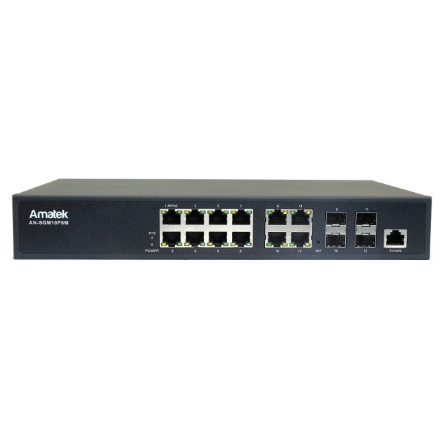 AN-SGM10P8M - 12-портовый гигабитный управляемый L2 коммутатор с HiPoE до 150Вт