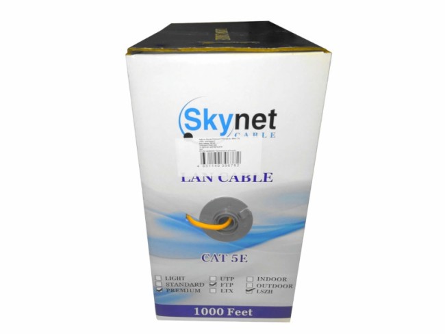 Кабель Skynet Premium FTP4 cat.5е, одножильный, Cu, нг(А)-LSZH, Проходит Fluke тест, оранжевый 2м