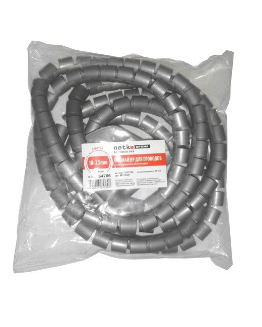 Органайзер для проводов с инструментом для укладки, ID-15mm, 2м, пластик, серый NETKO Optima Органайзер для проводов с инструментом для укладки, ID-15mm, 2м, пластик, серый NETKO Optima