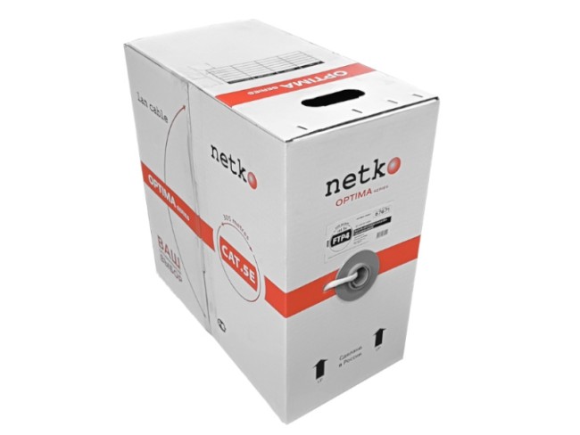 Кабель FTP4 cat.5е, одножильный, экранированный, Cu, Проходит Fluke тест, серый, NETKO Optima Gold 200м Кабель FTP4 cat.5е, одножильный, экранированный, Cu, Проходит Fluke тест, серый, NETKO Optima Gold 200м