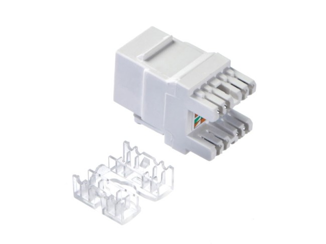 Модуль Keystone неэкранированный, RJ45, cat.6, 180°, под инструмент, белый, для патч-панели