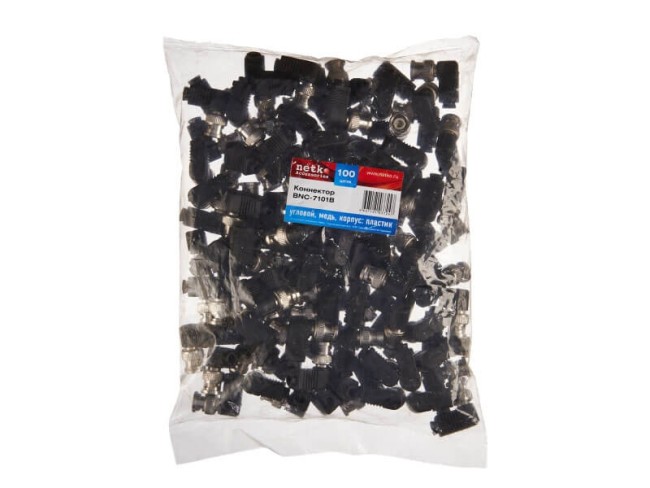 Коннектор BNC-7101B угловой, пластик, медь NETKO Optima 30 шт