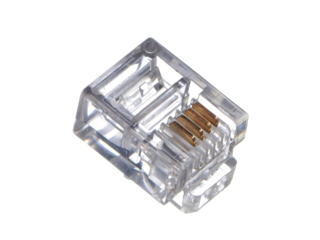 Коннектор RJ11 (6p4c), (нож с 2-мя зубцами), 100шт., NETKO Optima Коннектор RJ11 (6p4c), (нож с 2-мя зубцами), 100шт., NETKO Optima