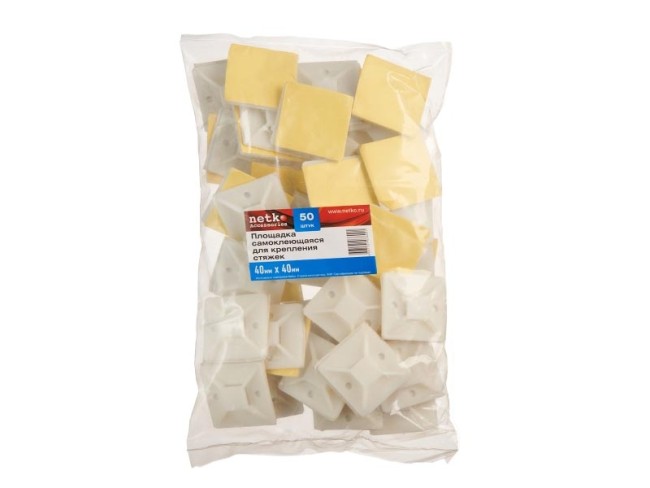 Площадка самоклеющаяся для крепления стяжек 40мм*40мм (для стяжек шириной 10,8мм), NETKO Optima (упак.50 шт) Площадка самоклеющаяся для крепления стяжек 40мм*40мм (для стяжек шириной 10,8мм), NETKO Optima (упак.50 шт)