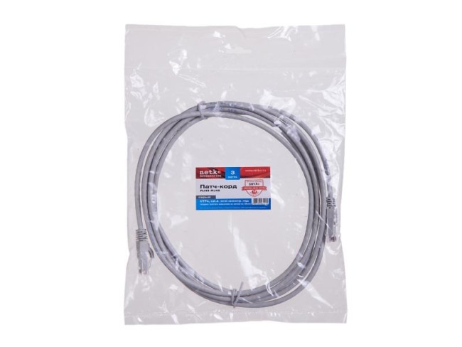 Патч-корд UTP4 cat.6, литой коннектор, серый, Netko CKC Патч-корд UTP4 cat.6, литой коннектор, серый, Netko CKC